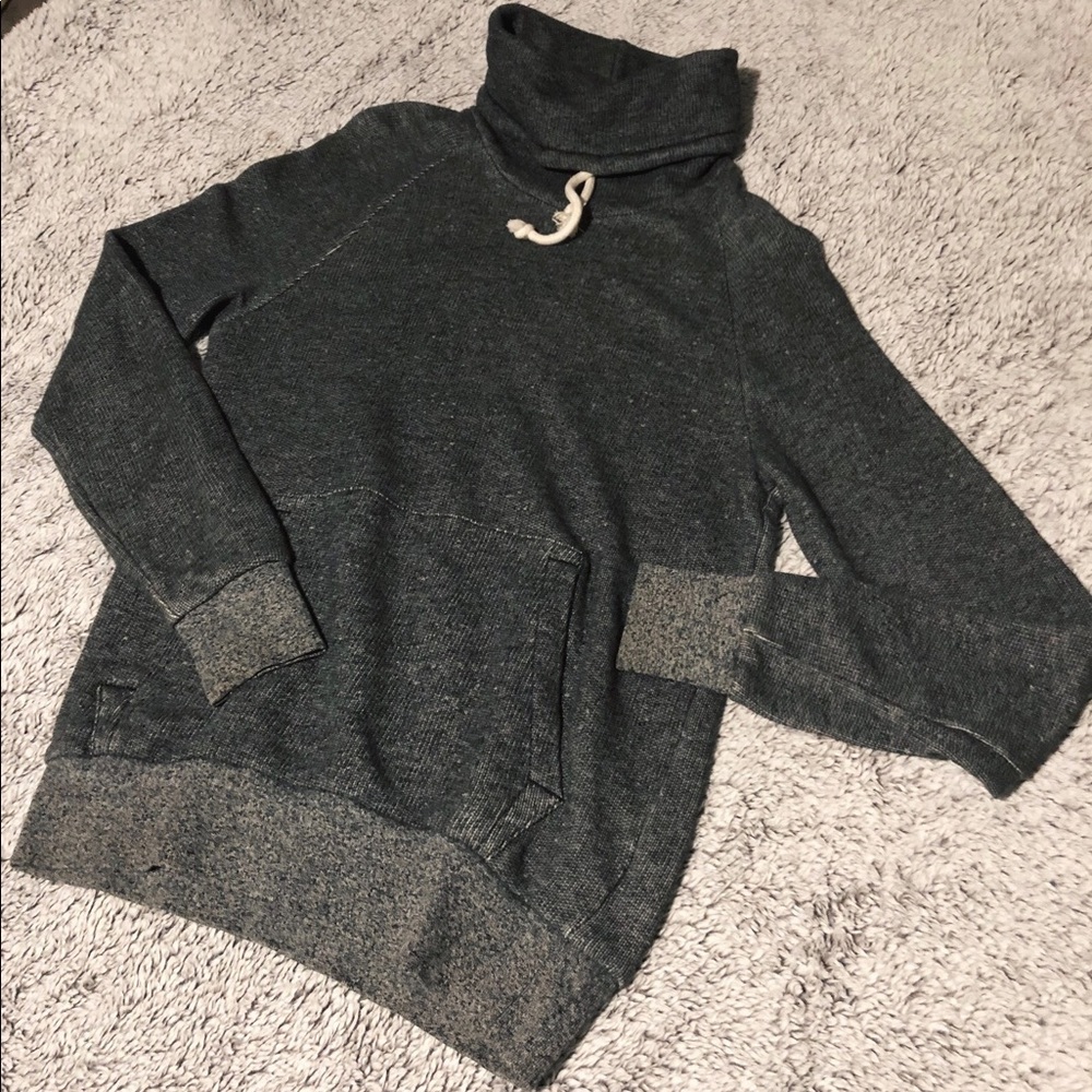 Gray sweater with turtle neck and tie